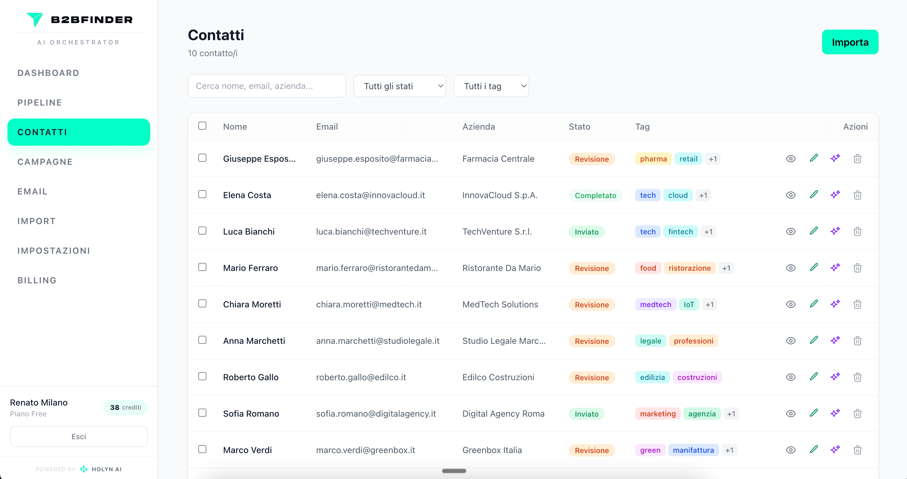Lista contatti B2BFINDER