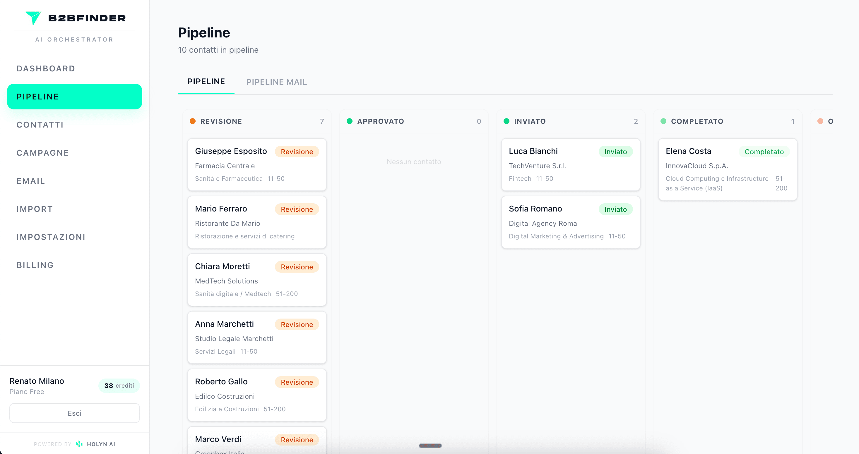 Pipeline Kanban B2BFINDER